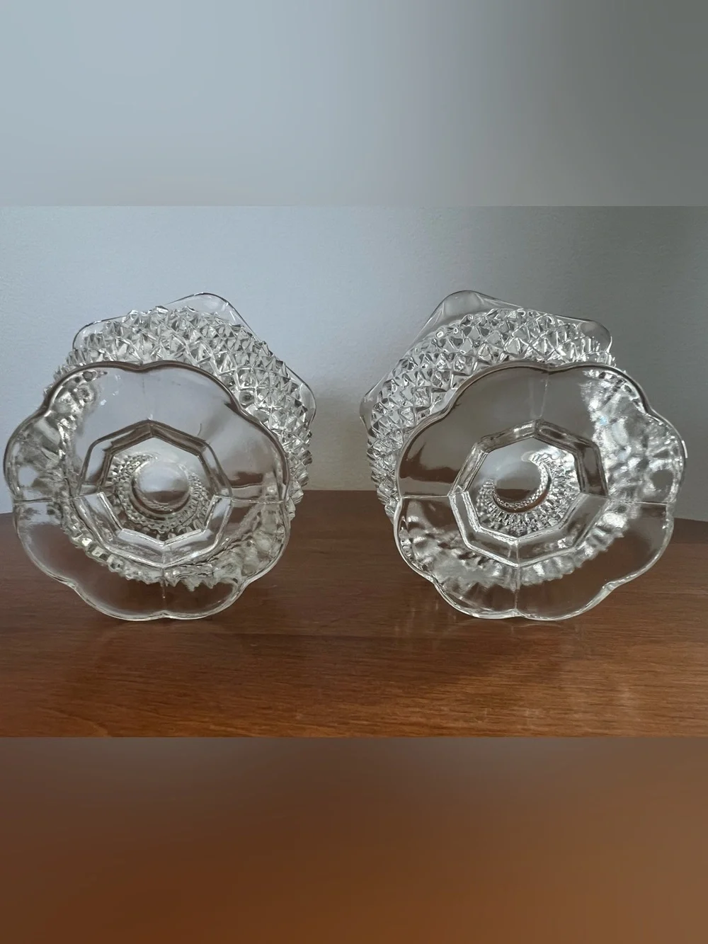 Indiana Glass Clear Diamond Pattern Candle Bowl
